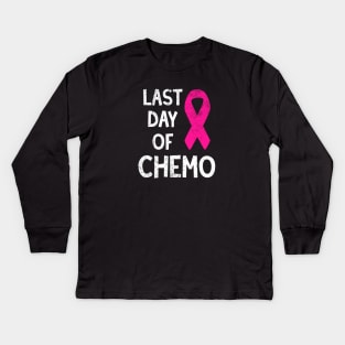 Pink Ribbon Last Day Of Chemo - Breast Cancer Fighter Kids Long Sleeve T-Shirt